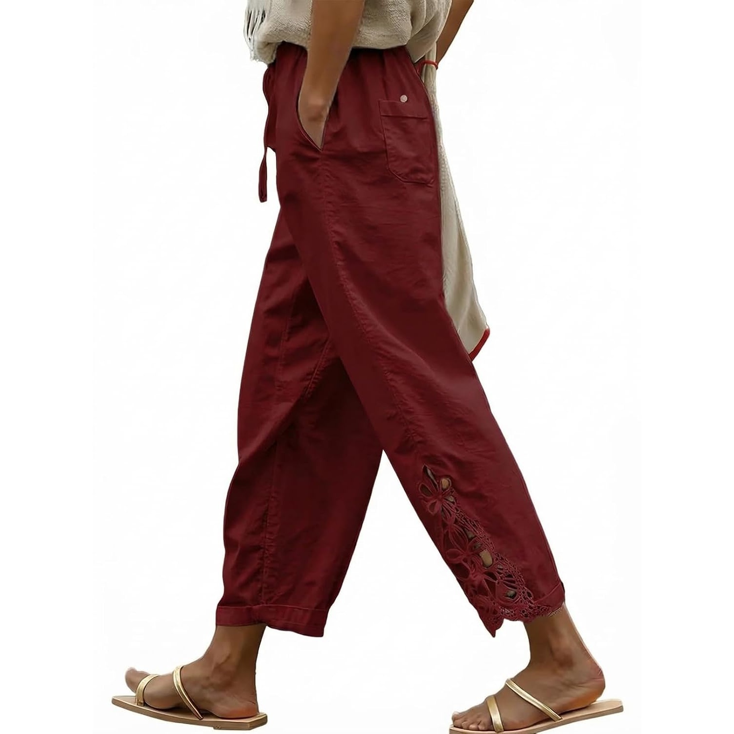 Casual Lightweight Drawstring Elastic Pants With Pockets