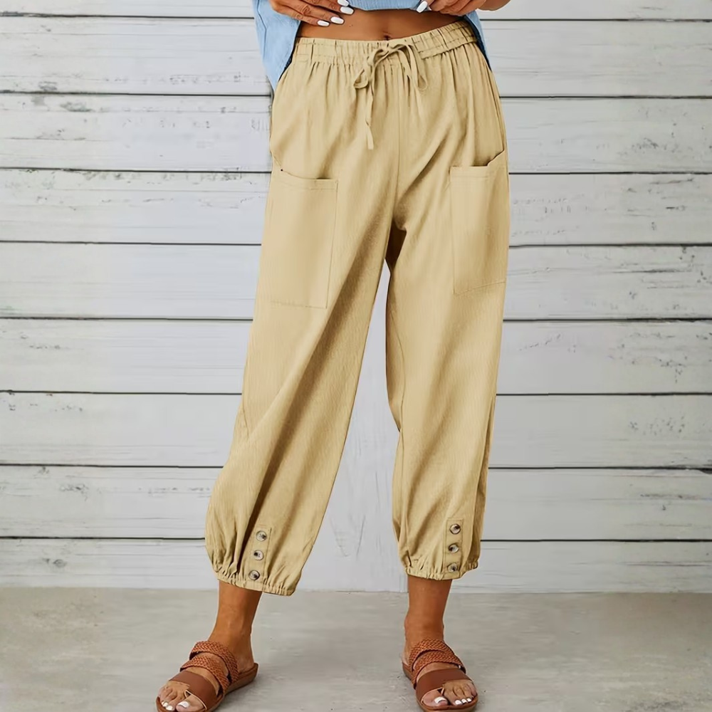 Casual Loose Drawstring Capri Pants For Women