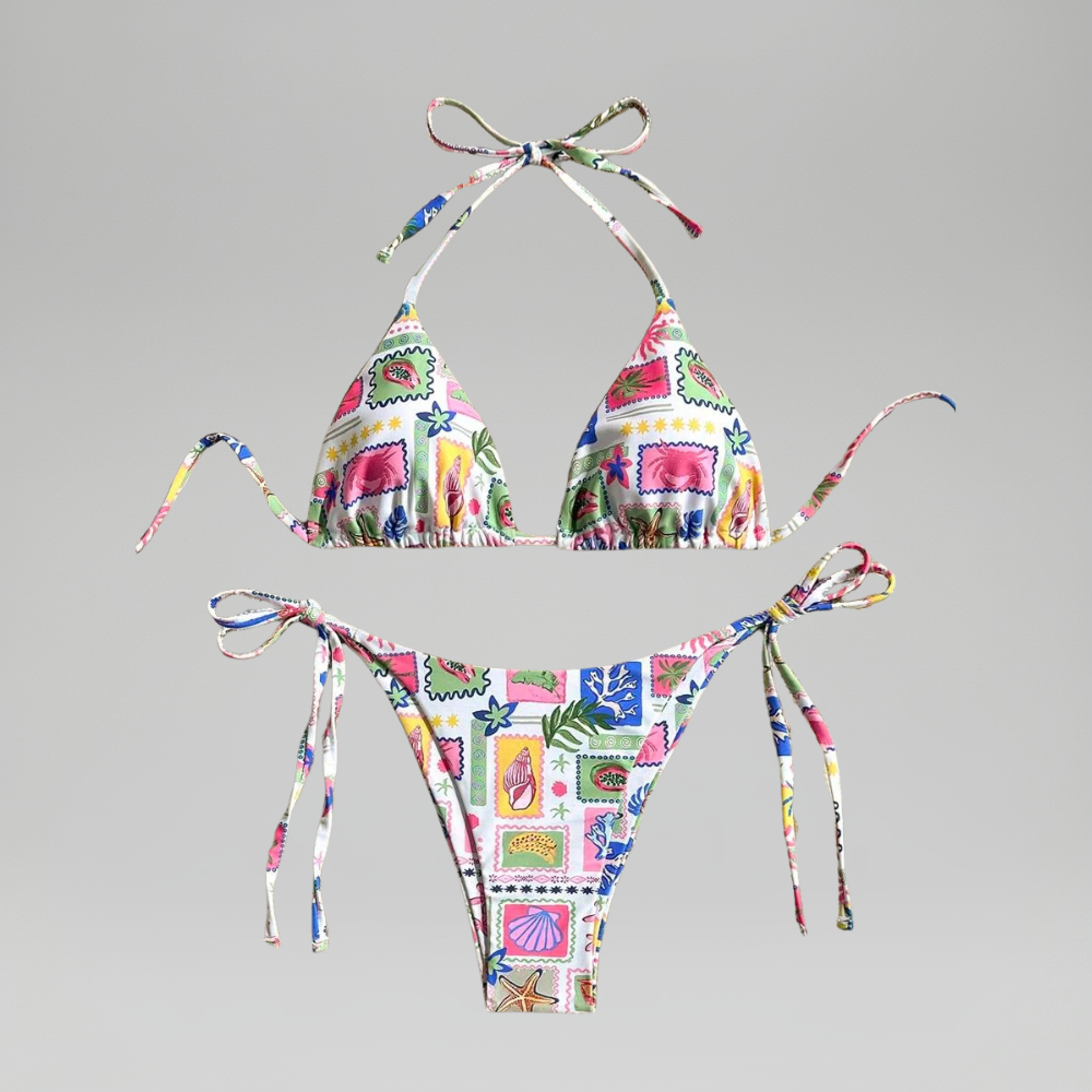 Beach Matching Swimwear Set With Tropical Print For Couples