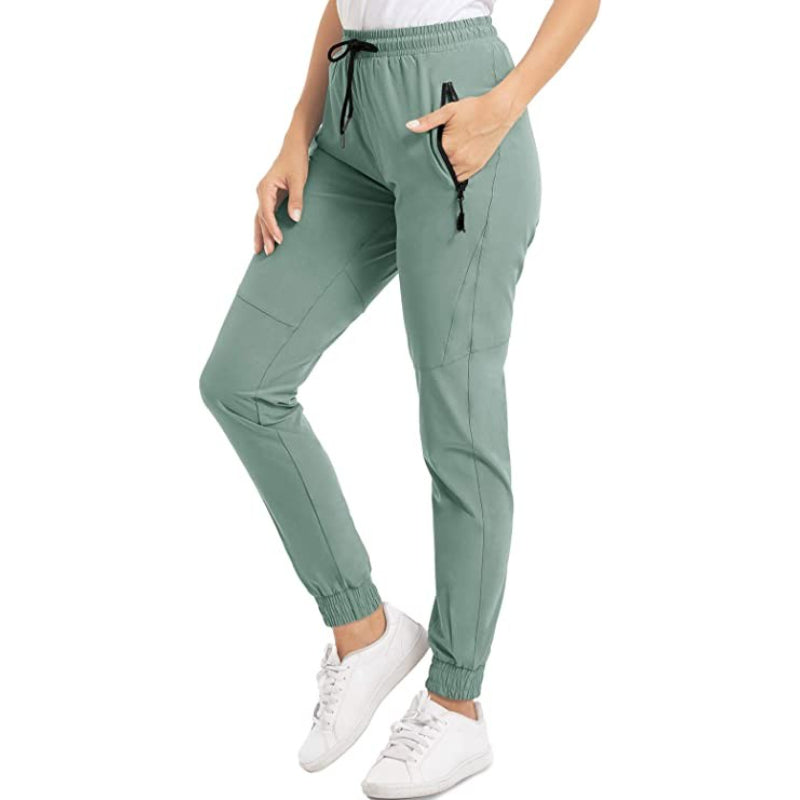 Women's Hiking Pants Lightweight Quick Dry Stretch Elastic Waist Water Resistant Golf Travel Pants with Zip Pockets-Legletic