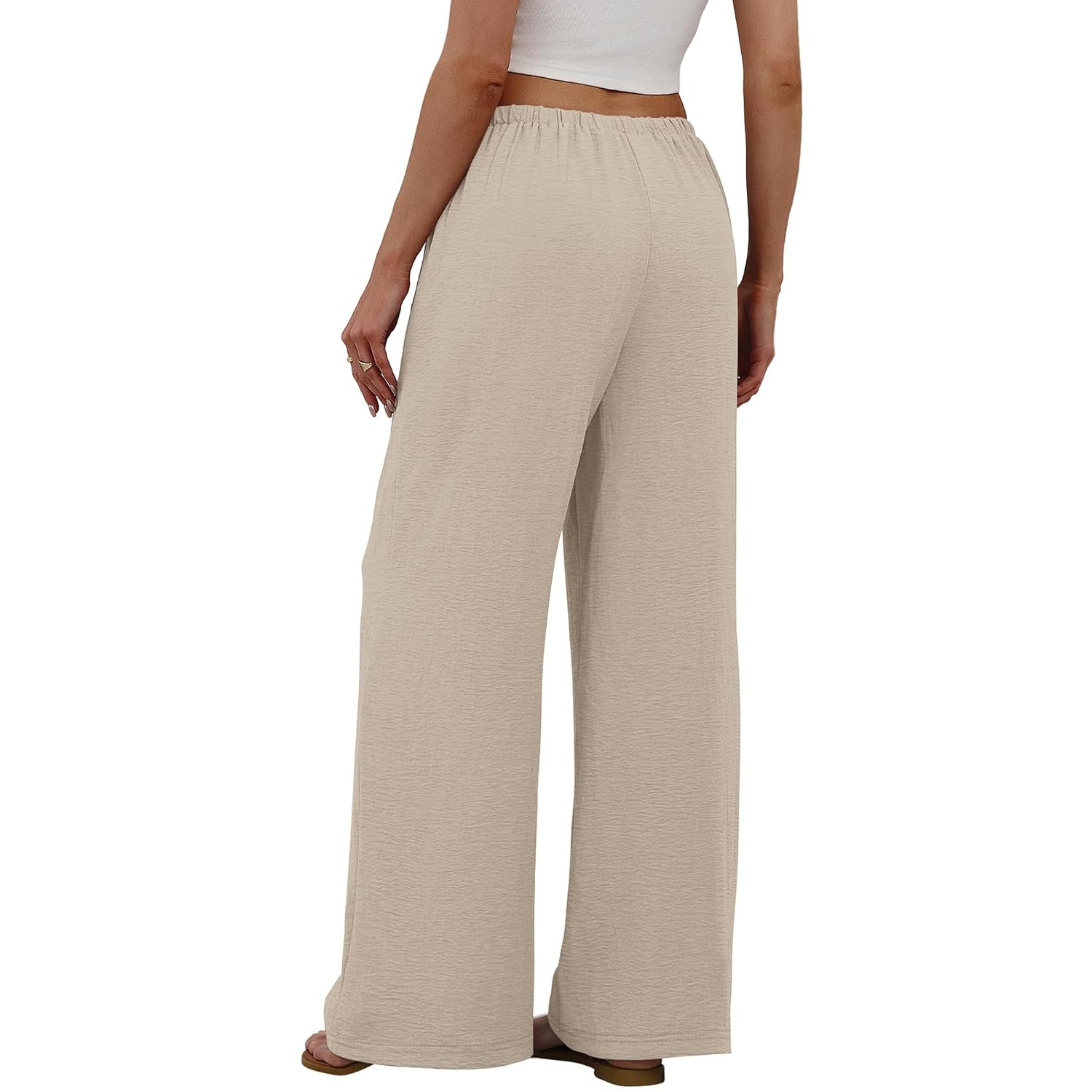 Flowy Wide Length Palazzo Pants With Pockets For Women