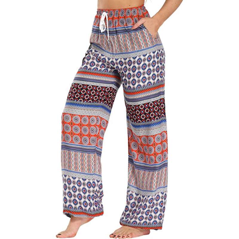 Women's Floral Print Boho Yoga Pants Harem Pants-Legletic