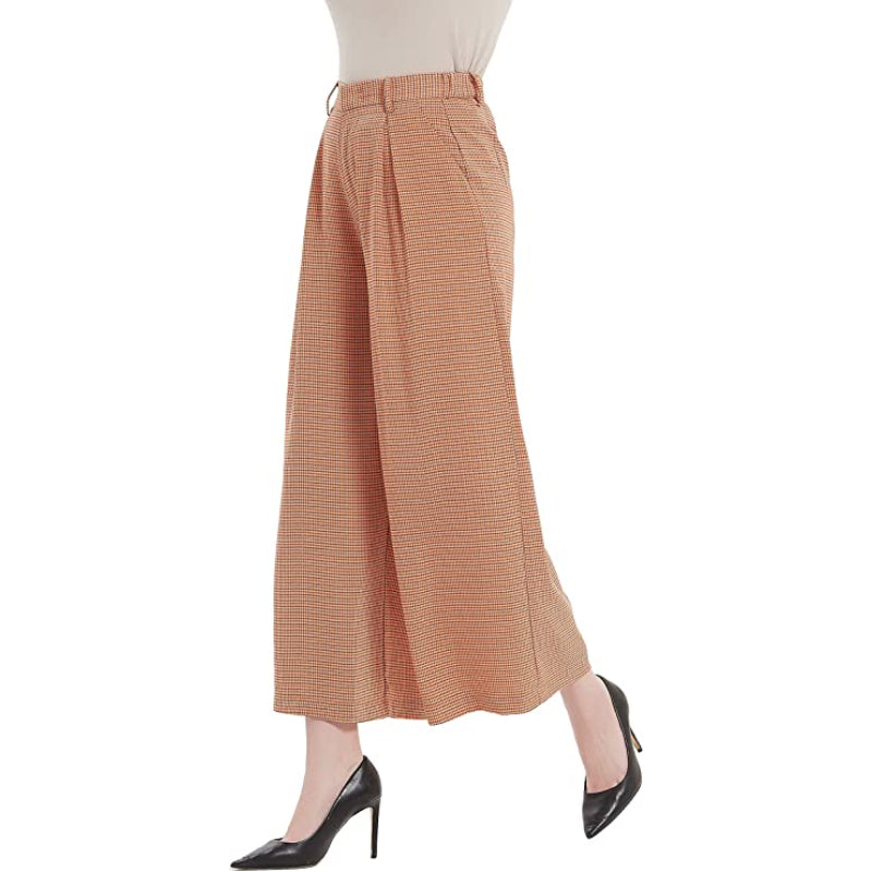 Women High Waist Casual Wide Leg Long Palazzo Regular Trousers-Legletic