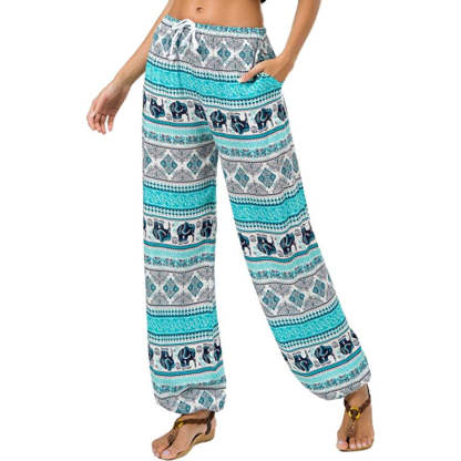 Women's Floral Print Boho Yoga Pants Harem Pants-Legletic