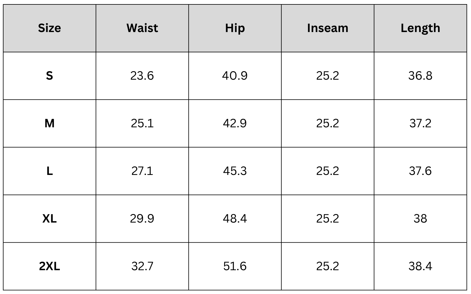 Size Chart