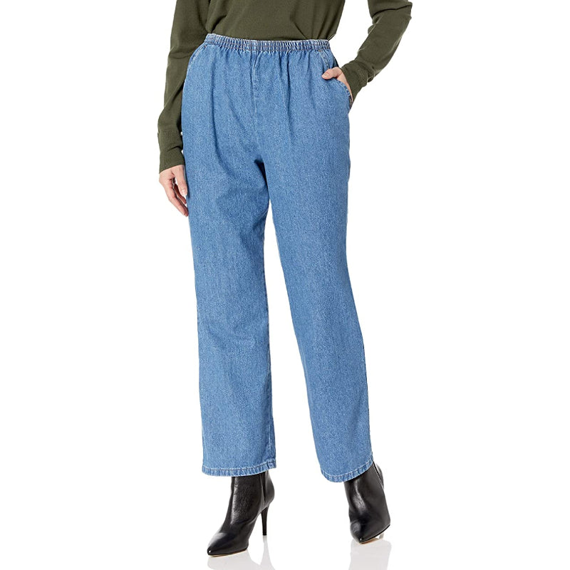 Women Cotton Pull-On Pant With Elastic Waist-Legletic