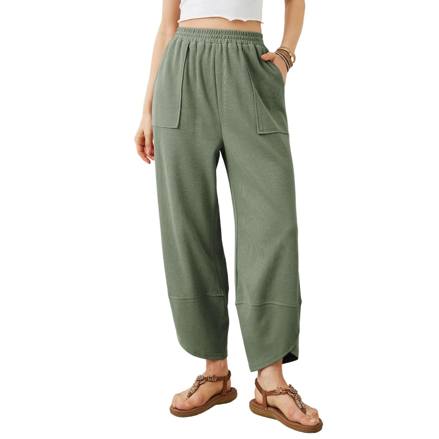Casual Wide Baggy Palazzo Pants With Pockets For Women