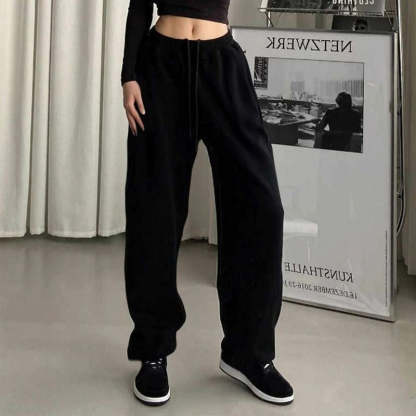 Women's Black Jogging Baggy Sweatpants-Legletic