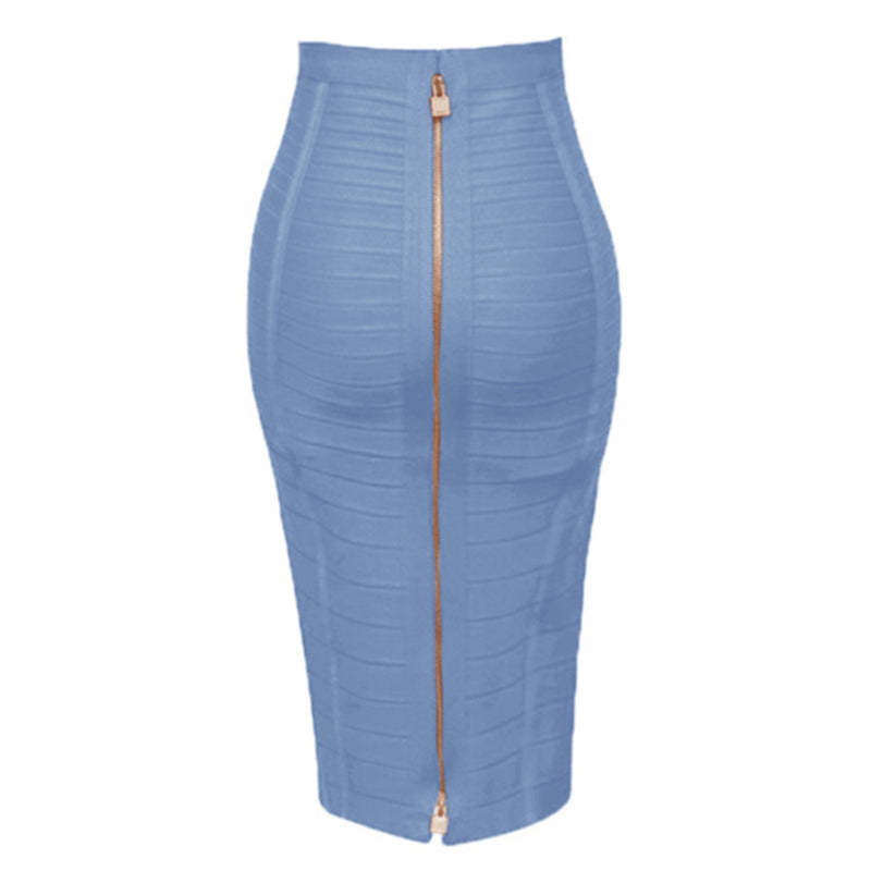 Solid Colors Zipper Bandage Women Skirts-Legletic