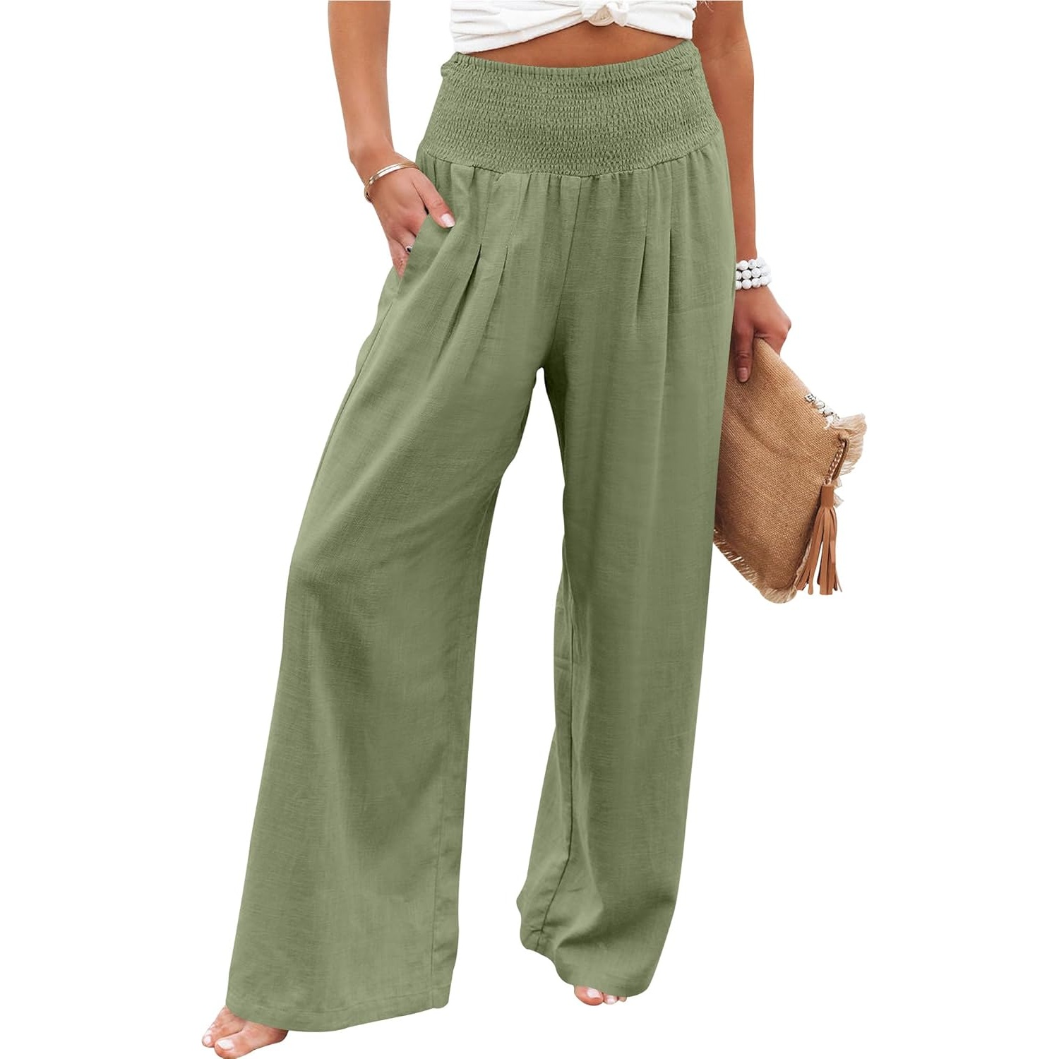 Casual Lounge Wide Loose Boho Linen Fit Pants For Women