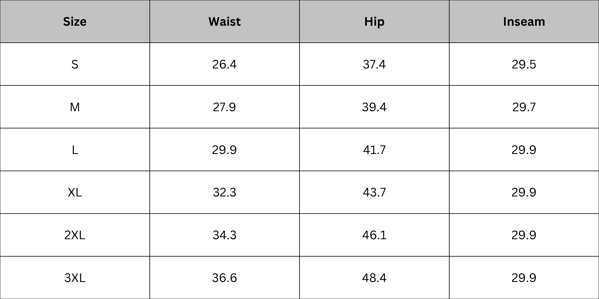 Size Chart