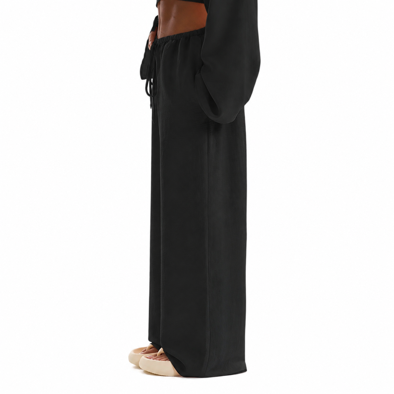 Tie Front Linen Feel Vacation Beach Trousers For Women