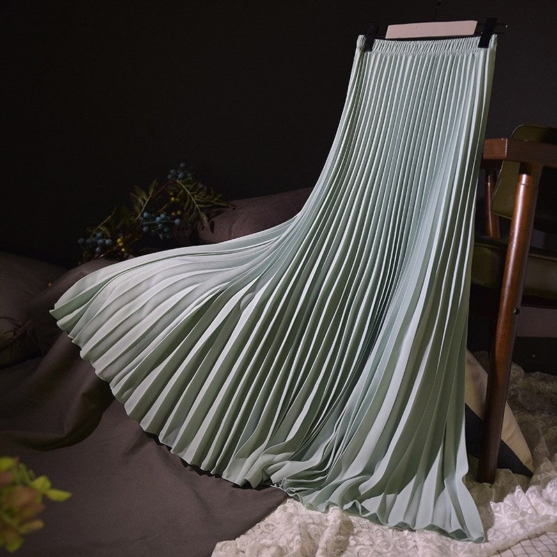 Summer Vintage Women's Long Pleated Skirt-Legletic