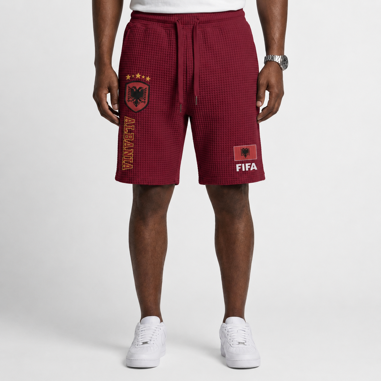 FIFA 2026 Albania Printed Waffle Football Fan Shorts