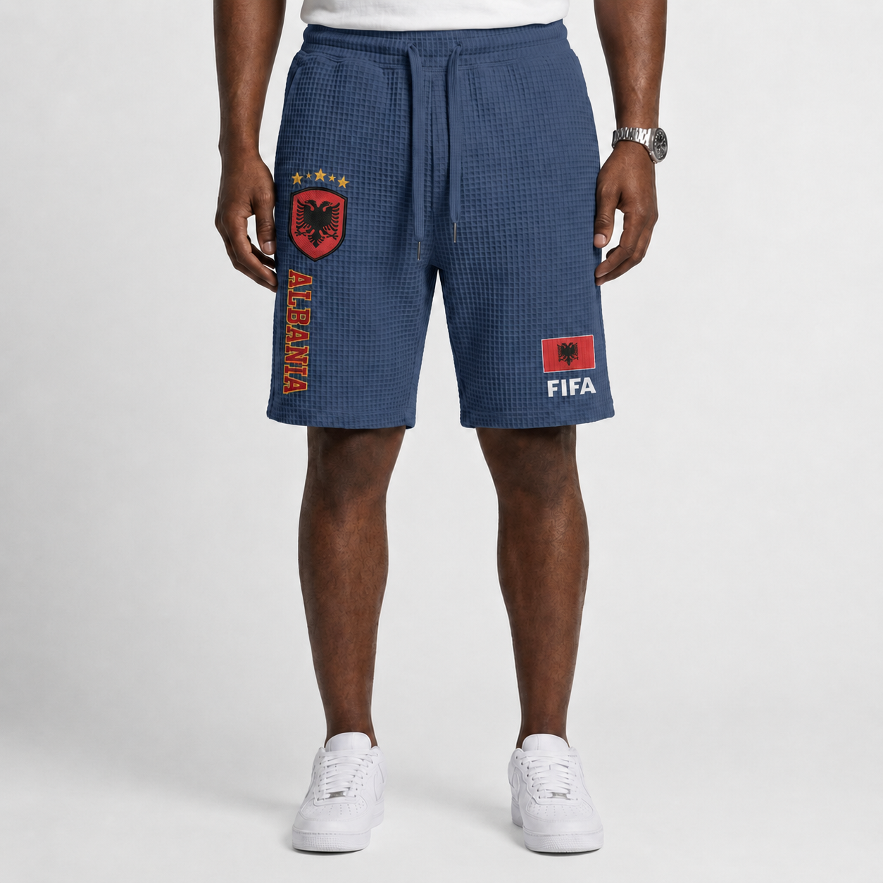 FIFA 2026 Albania Printed Waffle Football Fan Shorts