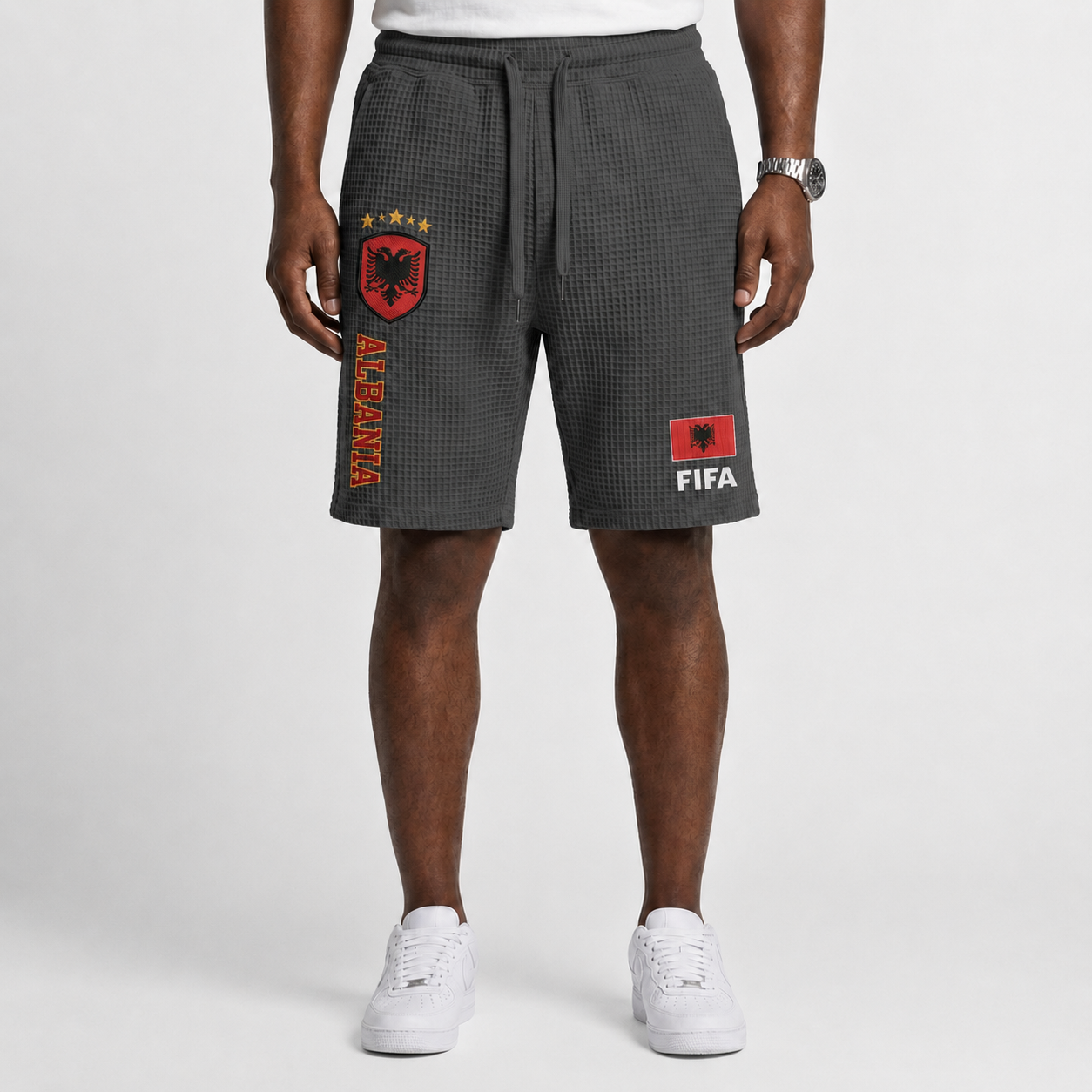 FIFA 2026 Albania Printed Waffle Football Fan Shorts