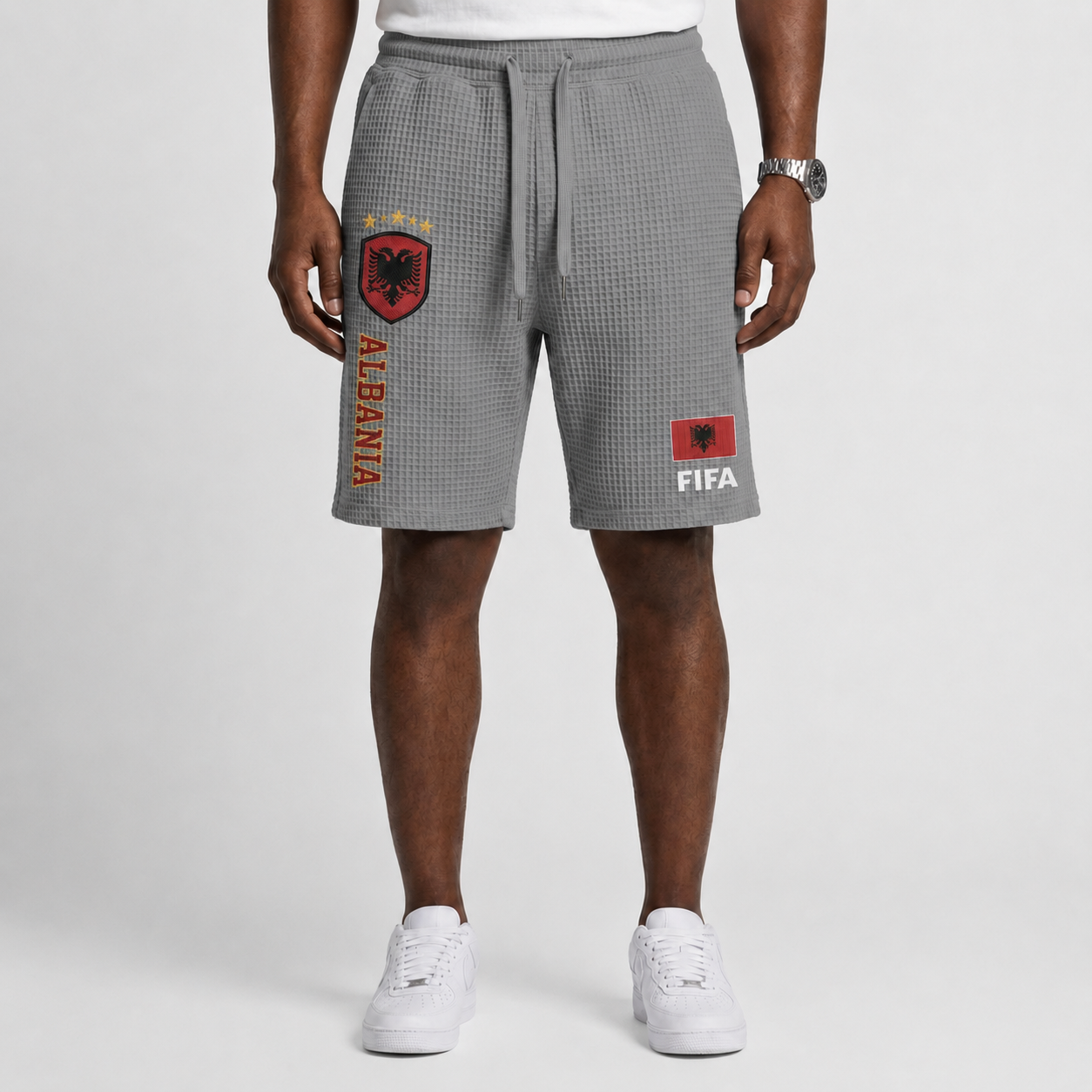 FIFA 2026 Albania Printed Waffle Football Fan Shorts