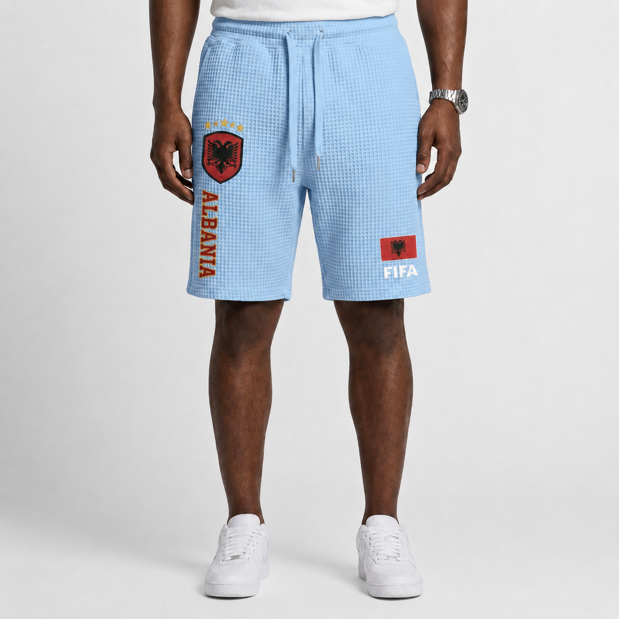 FIFA 2026 Albania Printed Waffle Football Fan Shorts