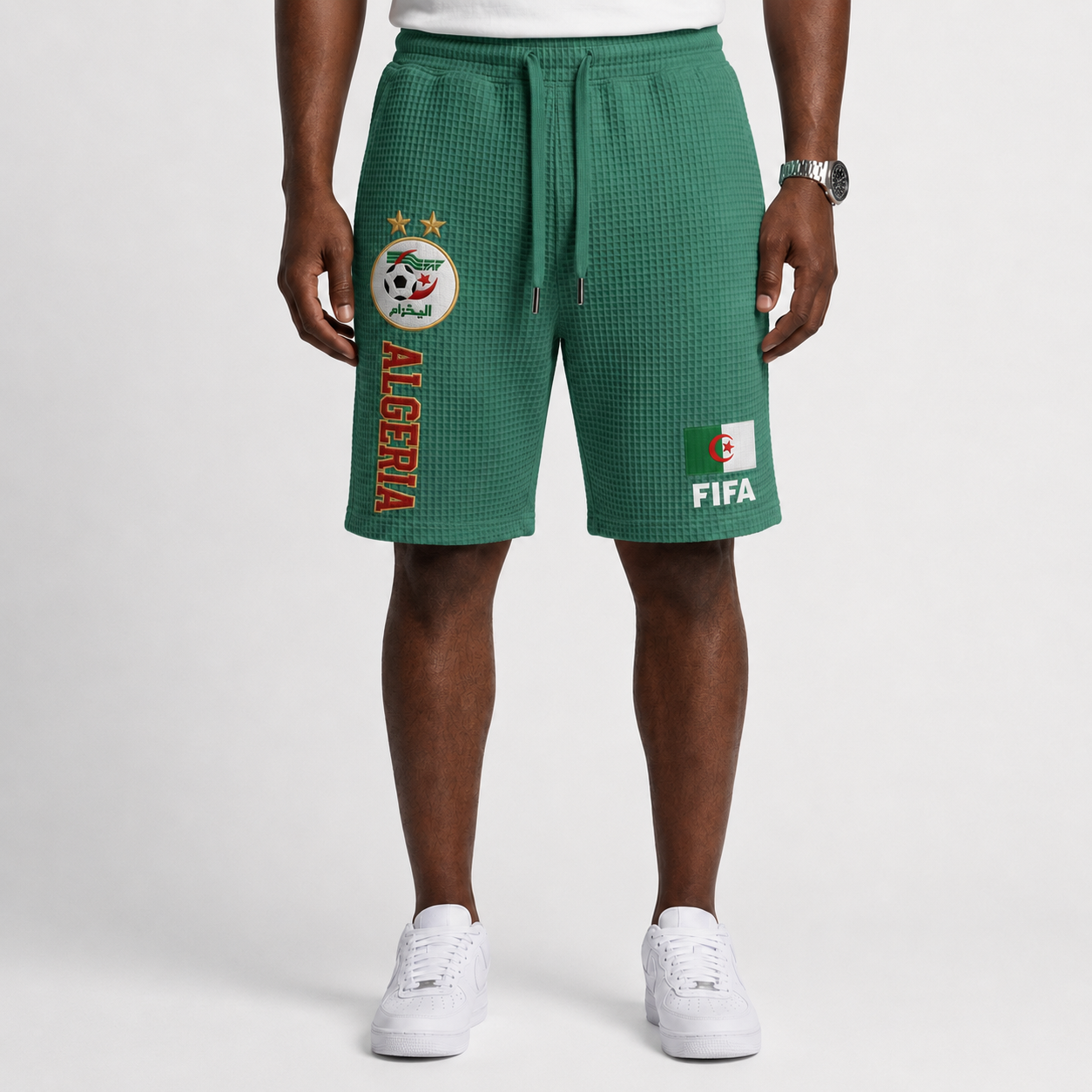 FIFA 2026 Algeria Printed Waffle Football Fan Shorts