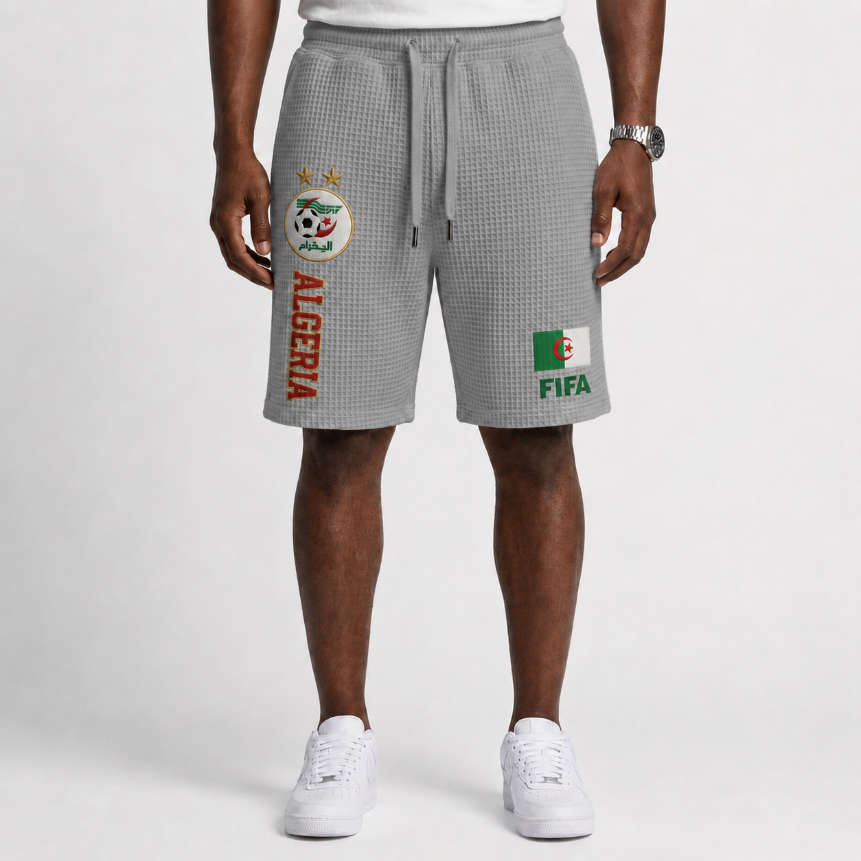 FIFA 2026 Algeria Printed Waffle Football Fan Shorts