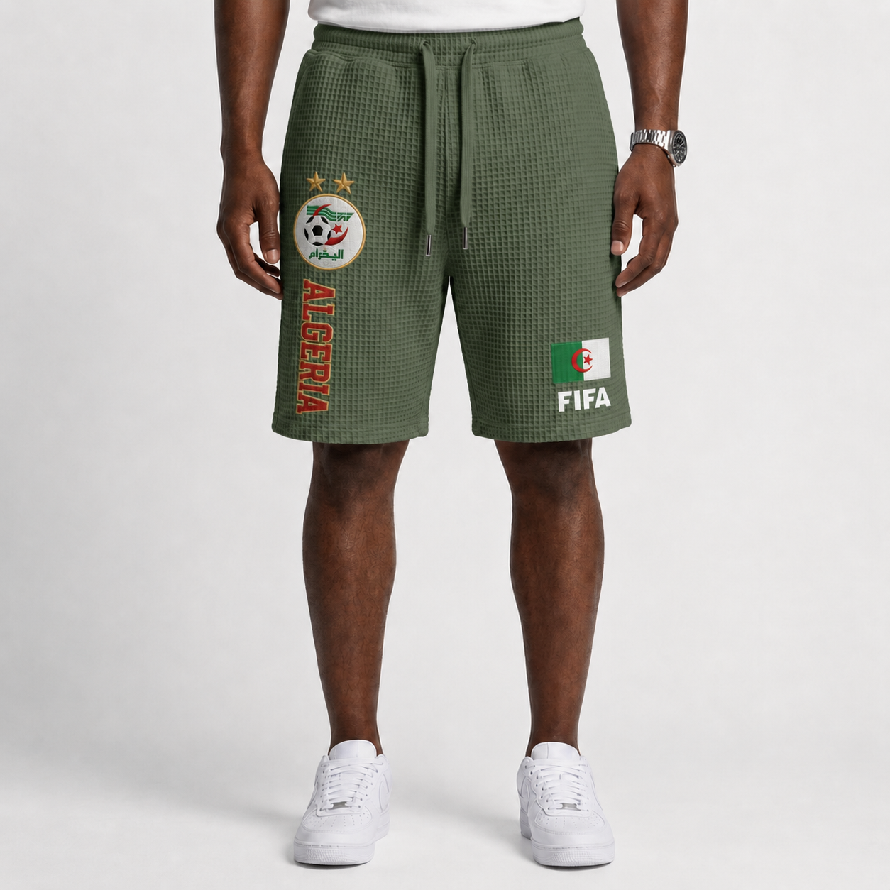 FIFA 2026 Algeria Printed Waffle Football Fan Shorts