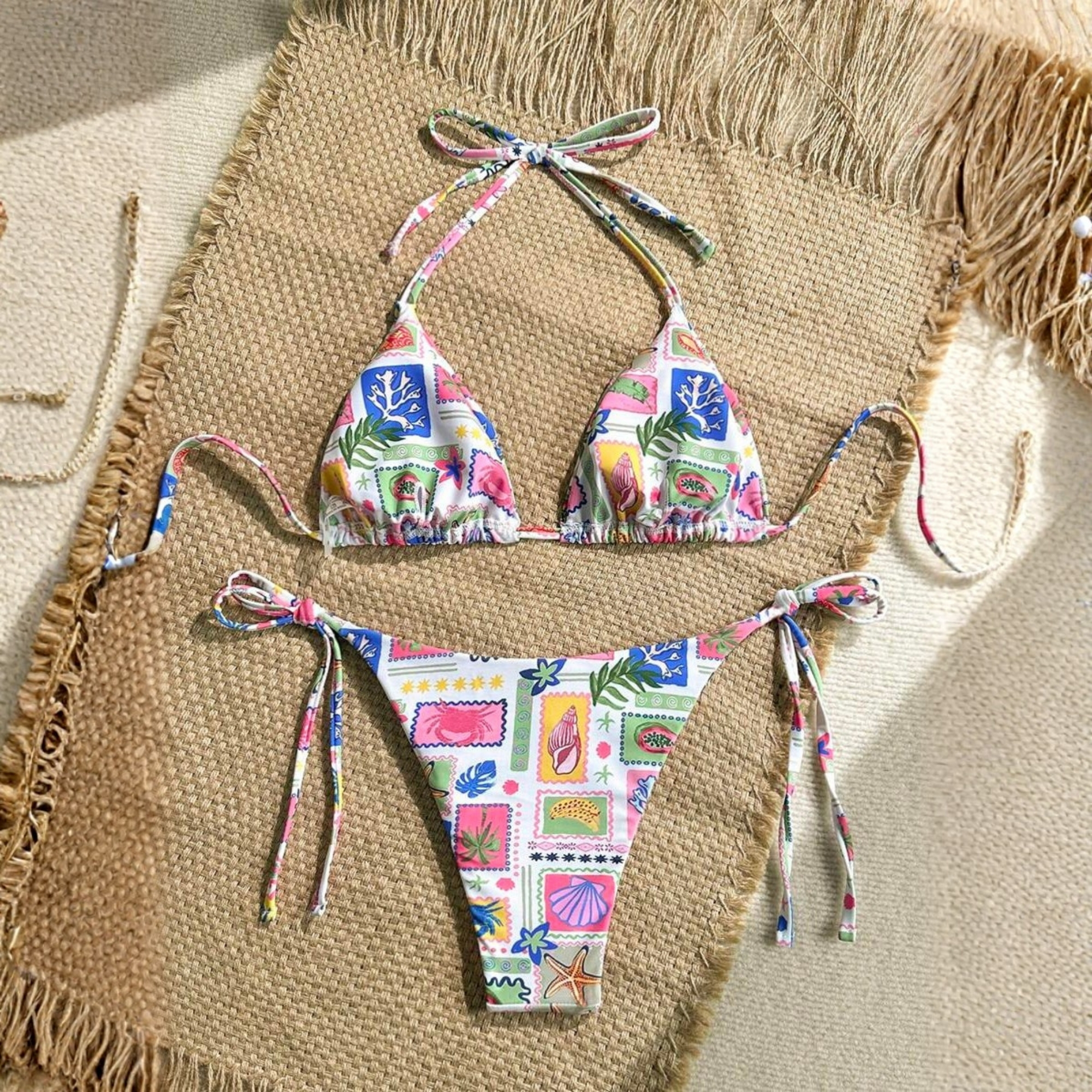 All Over Print Drawstring Beach Shorts Men Swim Trunks With One Piece Swimsuit Couple Set