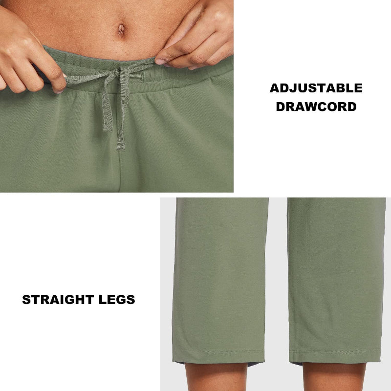 Women's Active Yoga Lounge Capri Pocketed Walking Crop Pants-Legletic