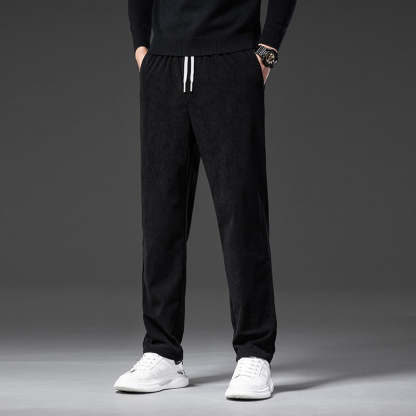 Men's Corduroy Casual Elastic Waist Straight Loose Trousers-Legletic