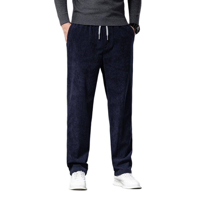 Men's Corduroy Casual Elastic Waist Straight Loose Trousers-Legletic