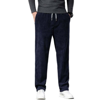 Men's Corduroy Casual Elastic Waist Straight Loose Trousers-Legletic