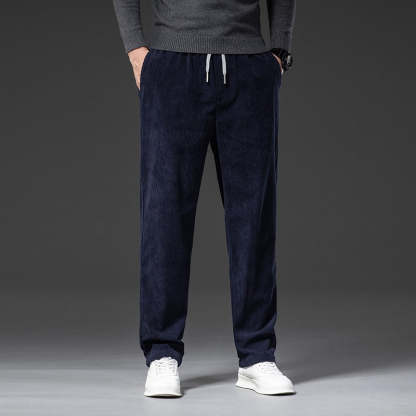 Men's Corduroy Casual Elastic Waist Straight Loose Trousers-Legletic