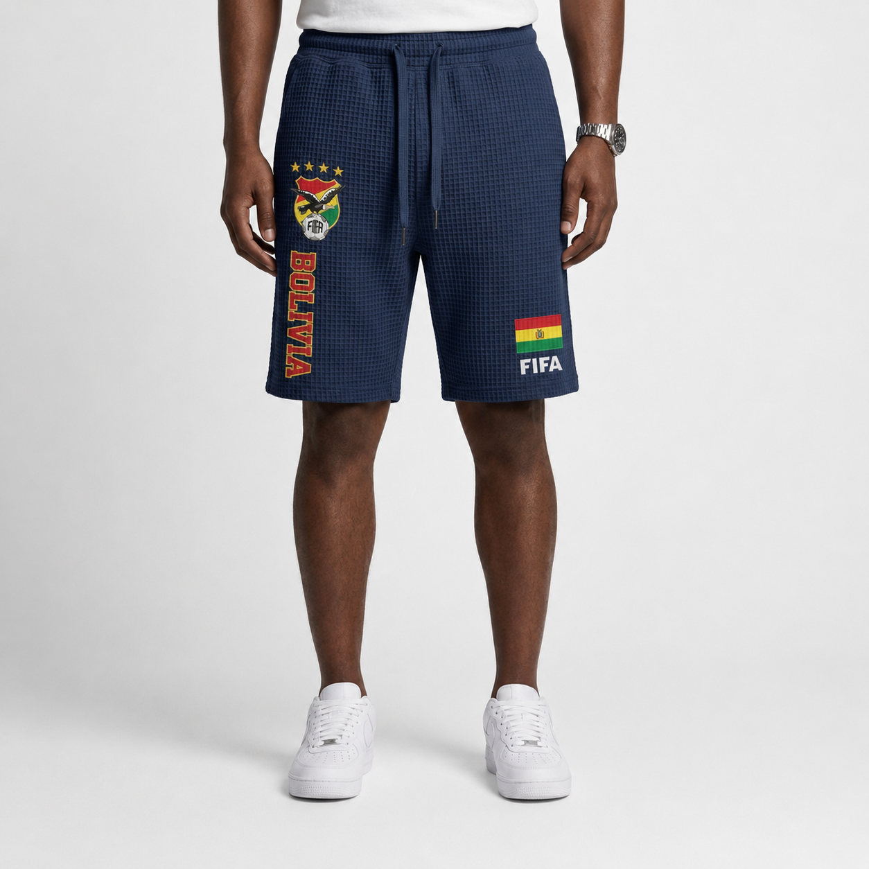 FIFA 2026 Bolivia Printed Waffle Football Fan Shorts