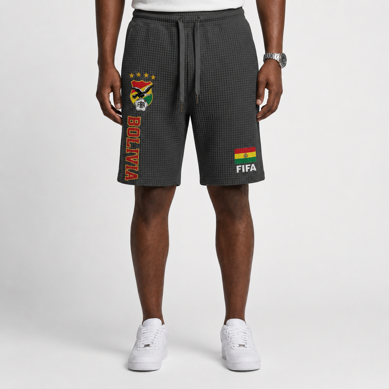 FIFA 2026 Bolivia Printed Waffle Football Fan Shorts