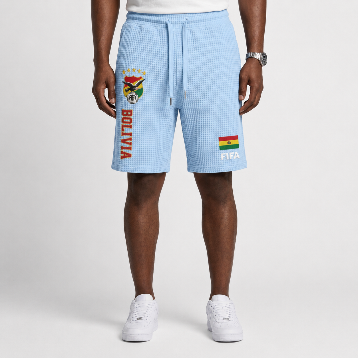 FIFA 2026 Bolivia Printed Waffle Football Fan Shorts