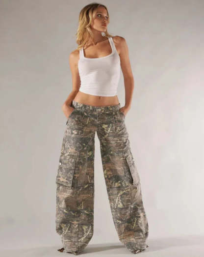 Camo Patterned Cargo Pants-Legletic