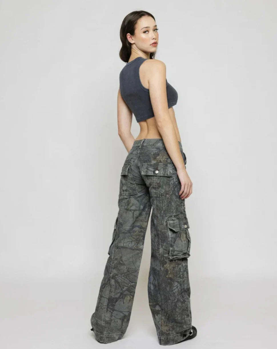 Stealthy Strides Camo Cargo Pants-Legletic