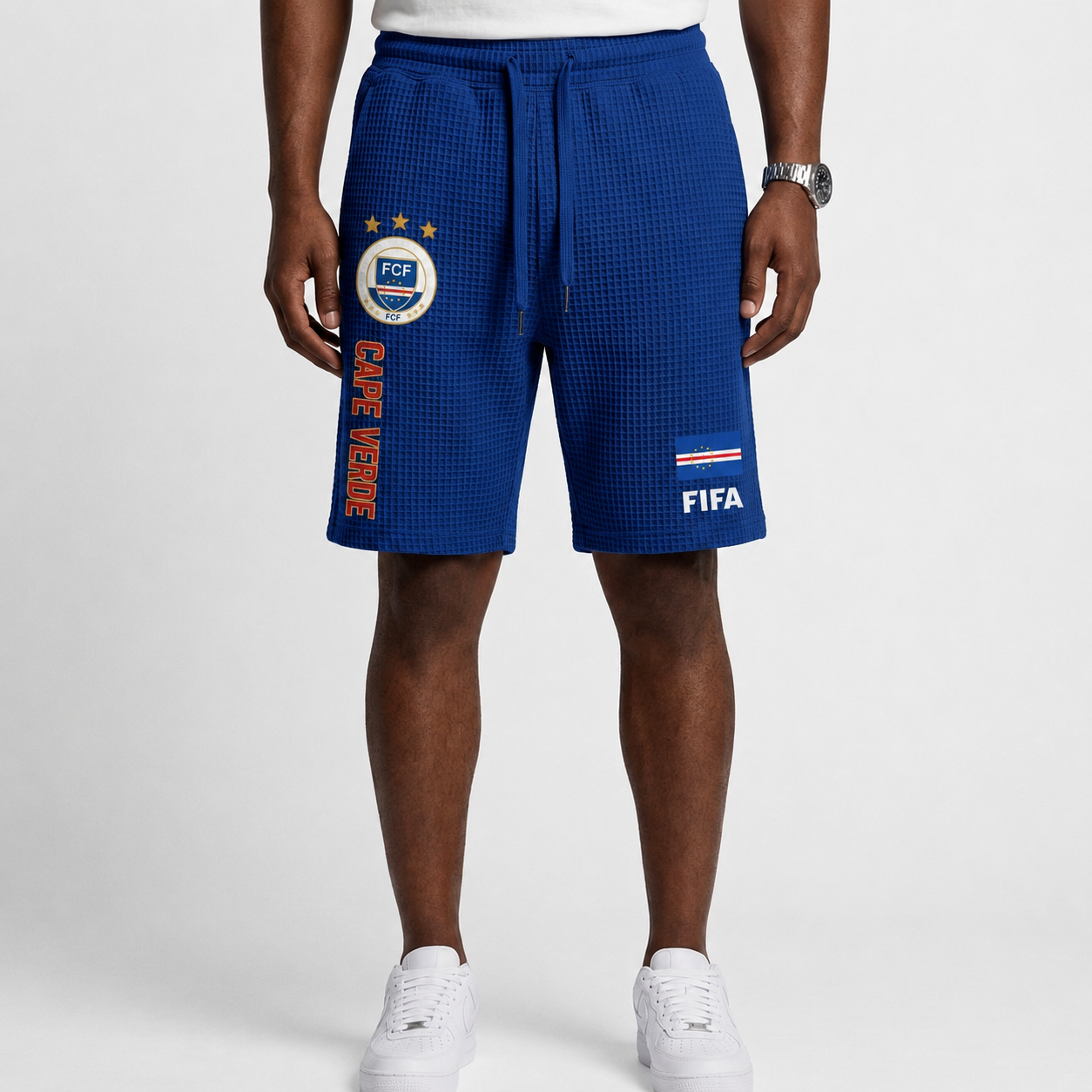 FIFA 2026 Cape Verde Printed Waffle Football Fan Shorts