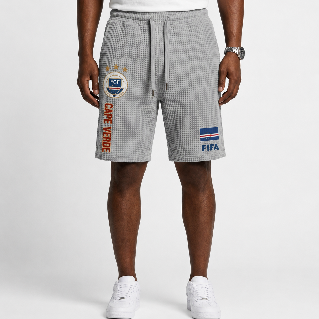 FIFA 2026 Cape Verde Printed Waffle Football Fan Shorts