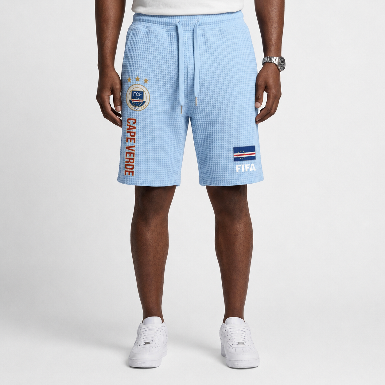 FIFA 2026 Cape Verde Printed Waffle Football Fan Shorts