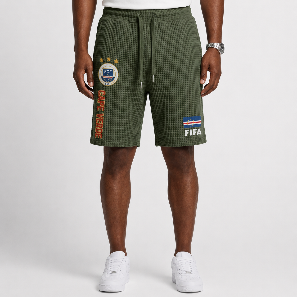 FIFA 2026 Cape Verde Printed Waffle Football Fan Shorts