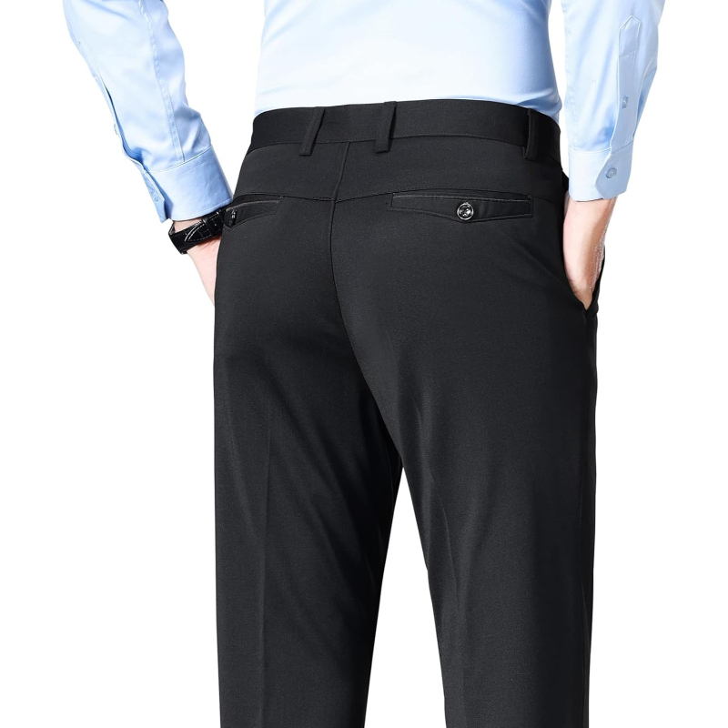 Casual Business Flat Front Wrinkle Free Comfort Stretch Pants
