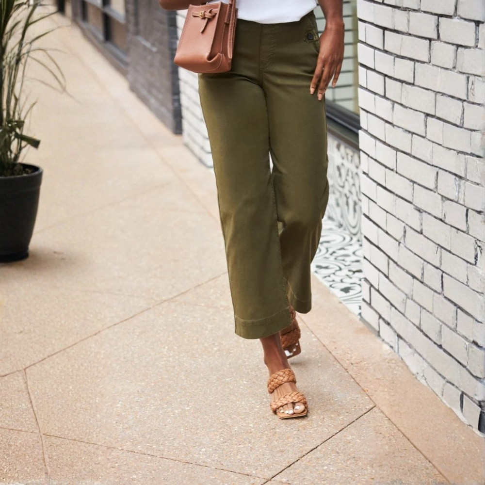 Casual High Rise Cropped Wide Pants For Women