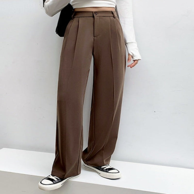 Casual High Waist Loose Fit Wide Leg Pants For Female-Legletic