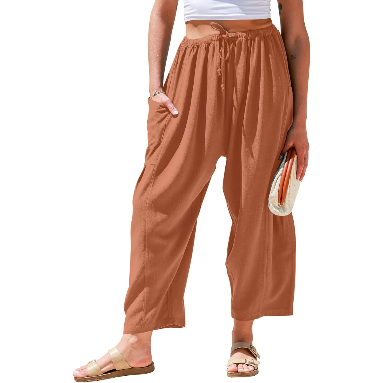 Casual Wide Fit Palazzo With Pockets For Travel And Vacation