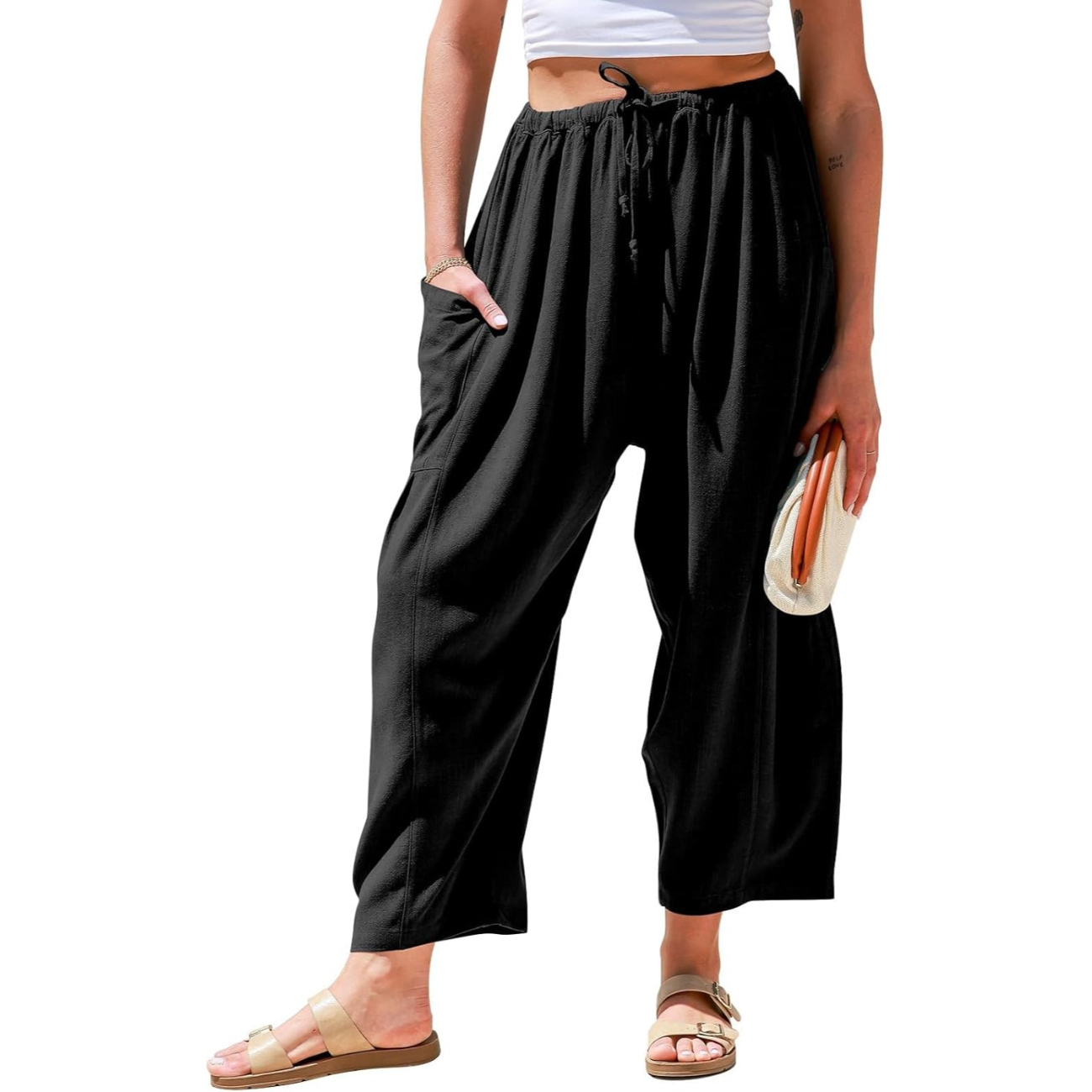 Casual Wide Fit Palazzo With Pockets For Travel And Vacation