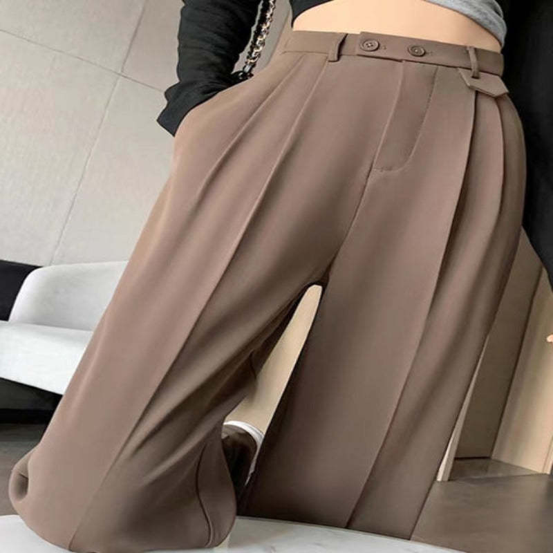 Casual Loose Fit High Waist Wide Leg Pants For Females-Legletic