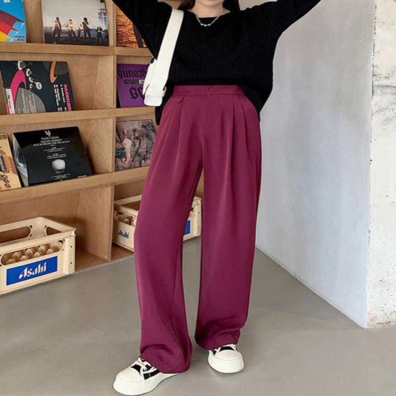 Casual Loose Fit High Waist Wide Leg Pants For Women-Legletic