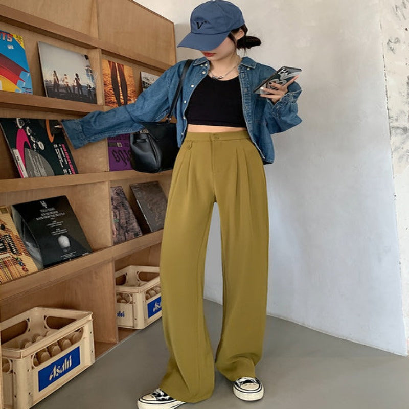 Casual Loose Fit High Waist Wide Leg Pants For Women-Legletic