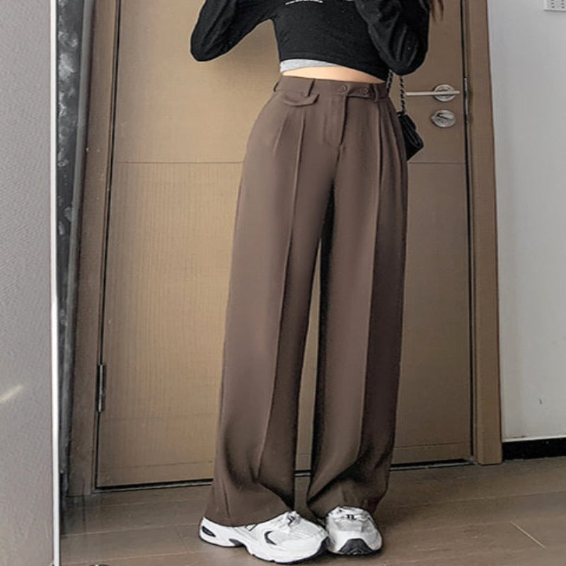 Casual Loose Fit High Waist Wide Leg Pants For Females-Legletic