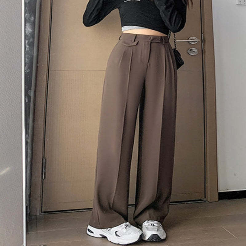Casual Loose Fit High Waist Wide Leg Pants For Females-Legletic